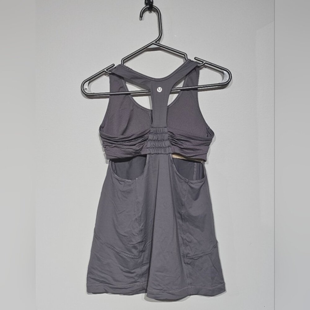 Lululemon Turbo Tank Racerback Cutout Yoga Grey Gray 6 - Picture 5 of 6